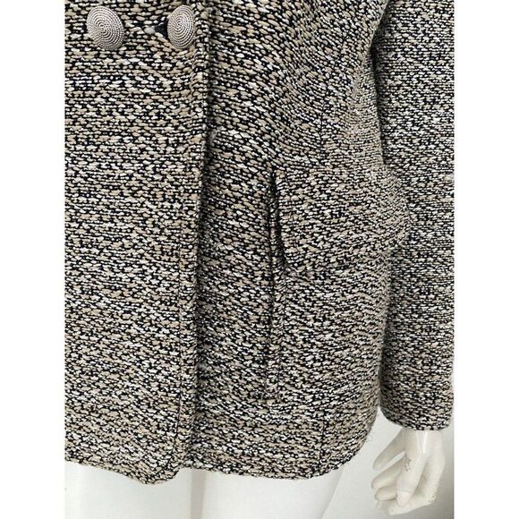St. John Blazer Jacket Tweed Wool Blend Size 8 Navy Blue White Beige St - Picture 4 of 11